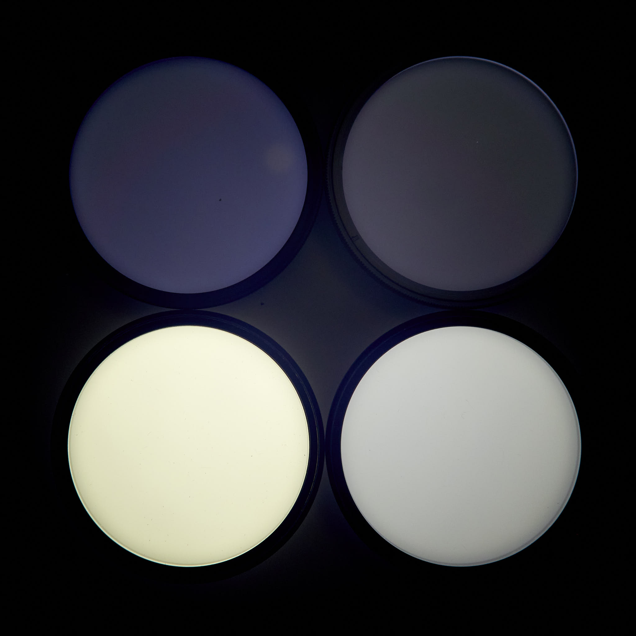 D: Filters in UV-A (365 nm) radiation, near-infrared fluorescence(falsecolour).