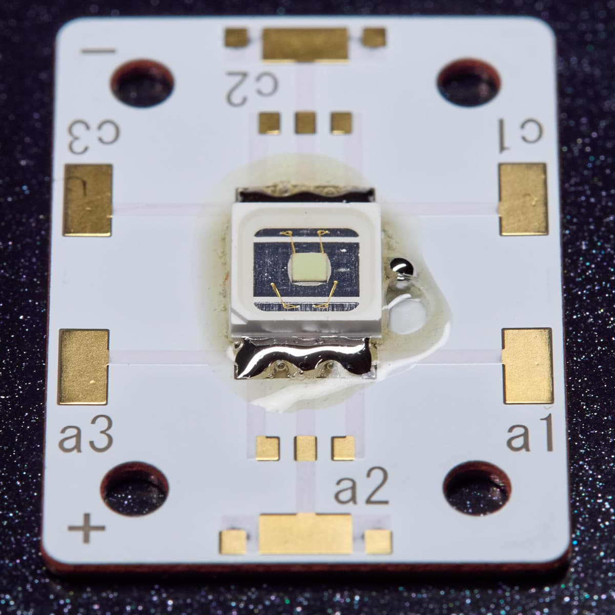 SMB1N-BB450 LED soldered to metal-core circuit board
